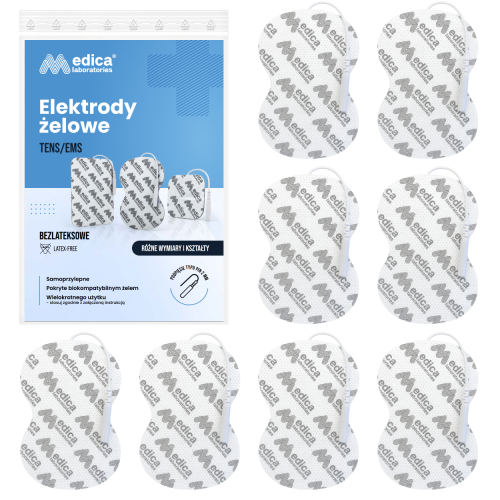 Elektroda żelowa TENS EMS PIN 90mm x 60mm ósemka 8 szt.